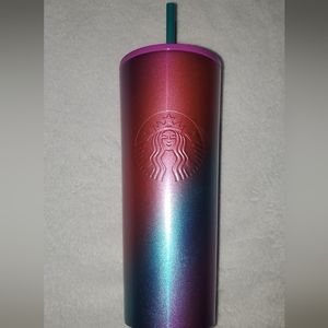 Limited Edition Starbucks Venti Purple Red & Blue Steel Metal Holiday Tumbler